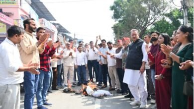 राहुल गांधी की बयानबाजी के विरोध में भाजपा का प्रदर्शन, फूंका पुतला